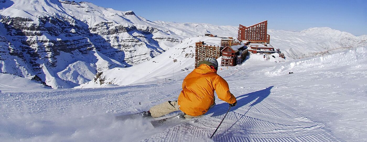 Vista de quem esquia em Valle Nevado